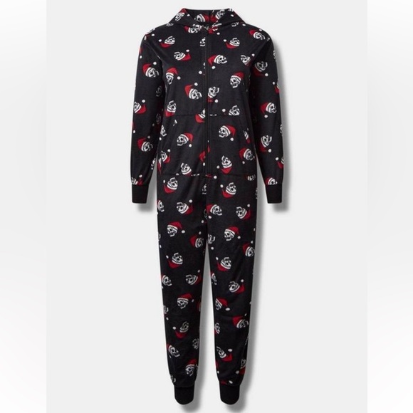Torrid Skull Santa Fleece Long Sleeve Onesie Jumpsuit Pajamas